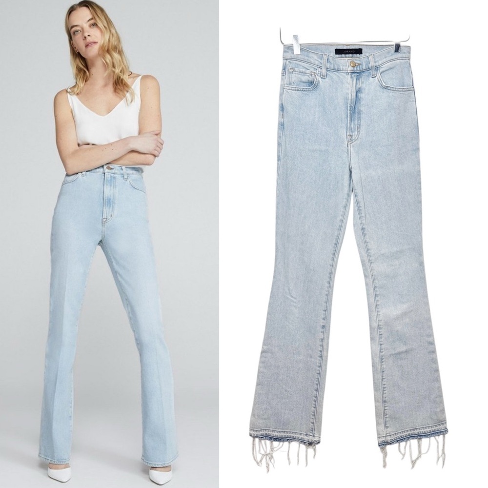 J Brand Light Wash Runway Bootcut High Rise Gigi Raze Cutoff Flare Jeans Sz 26